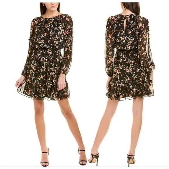 Laundry By Shelli Segal Floral Blouson Mini Dress Size 14 - Picture 1 of 10